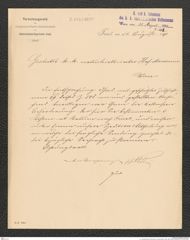 k.k. naturhistorisches Hofmuseum, Intendanzakten 1885-1896 (Hauer), Aktenzahl Z.512/1890, Seite 1